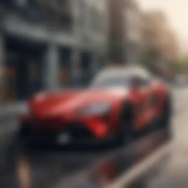 Dynamic Performance of Sporty Toyota Cars Sporty Toyota car on a dynamic road