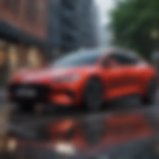 An elegant vehicle parked in a modern urban setting symbolizing leasing