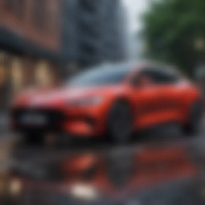 An elegant vehicle parked in a modern urban setting symbolizing leasing