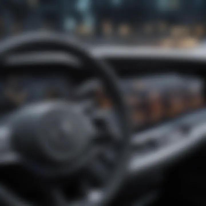 Close-up of an electric vehicle dashboard showing advanced technology