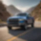 Midsize truck on a scenic highway
