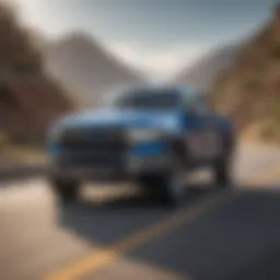 Midsize truck on a scenic highway
