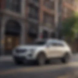 A sleek Cadillac SUV parked in an urban environment showcasing its luxury design.