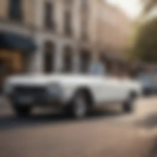 Sleek white convertible parked under bright sunlight