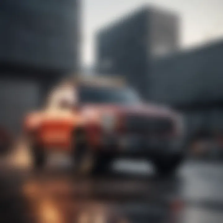 Illustration of top safety features integrated into the MB pickup truck.