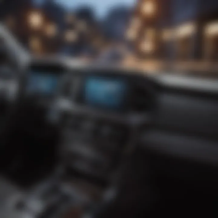 Close-up of the MB pickup truck's advanced dashboard featuring innovative technology.