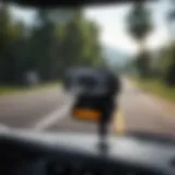 Modern dash cam mounted on a car windshield