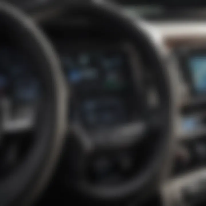 Close-up of the Ford Flex's dashboard showing its modern technology interface