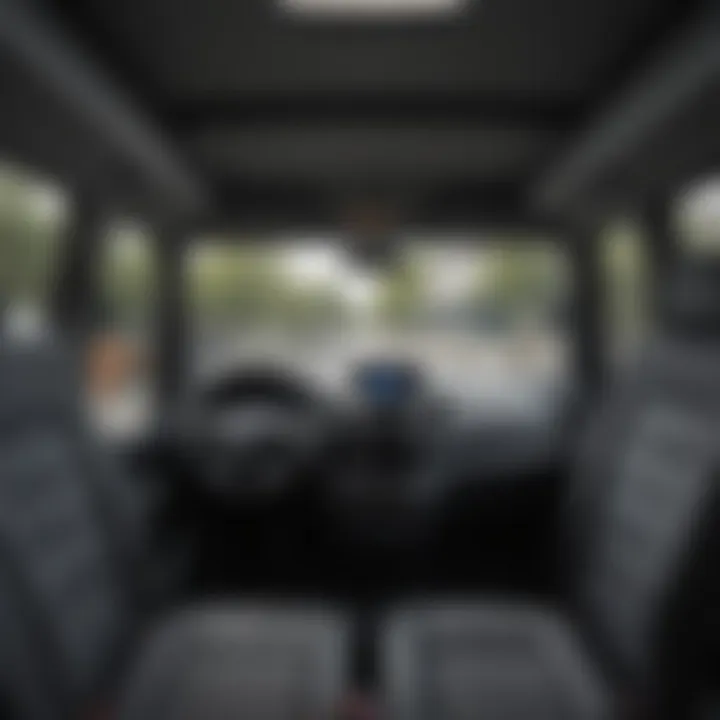 Interior of the Ford Transit highlighting advanced technology and ergonomic design elements for driver and passenger comfort.