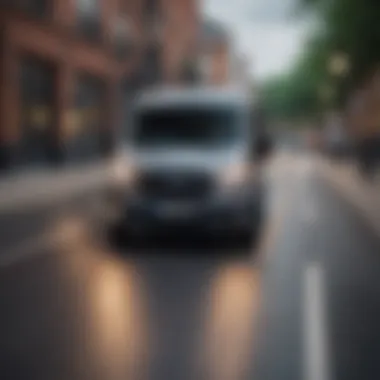 Performance Dynamics of the Sporty Ford Transit Ford Transit in action on a dynamic road, illustrating its performance capabilities and versatility.