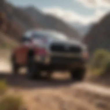 Toyota Tundra diesel engine on a rugged terrain highlighting its performance capabilities.