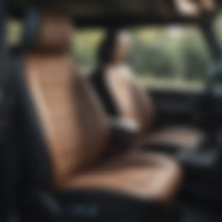 YJ seat covers installed in a Jeep, emphasizing fit and style