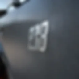 Close-up of a VIN number stamped on a car