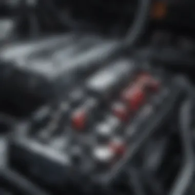 Close-up of battery terminals with connections