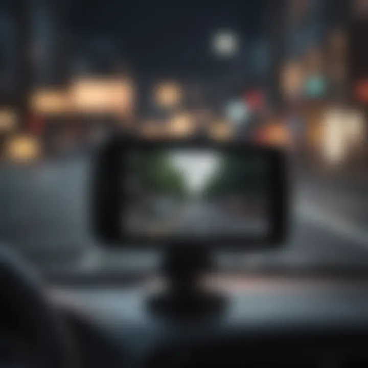 A close-up of a dash cam screen displaying recorded footage, emphasizing clarity and detail.