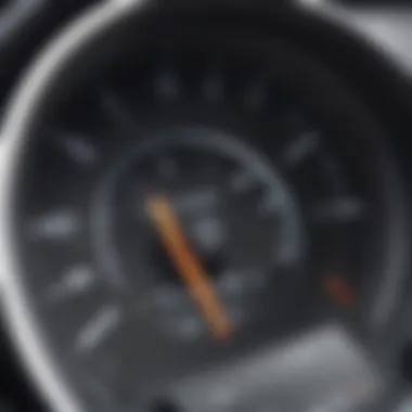 A fuel efficiency gauge demonstrating optimal performance in a midsize vehicle