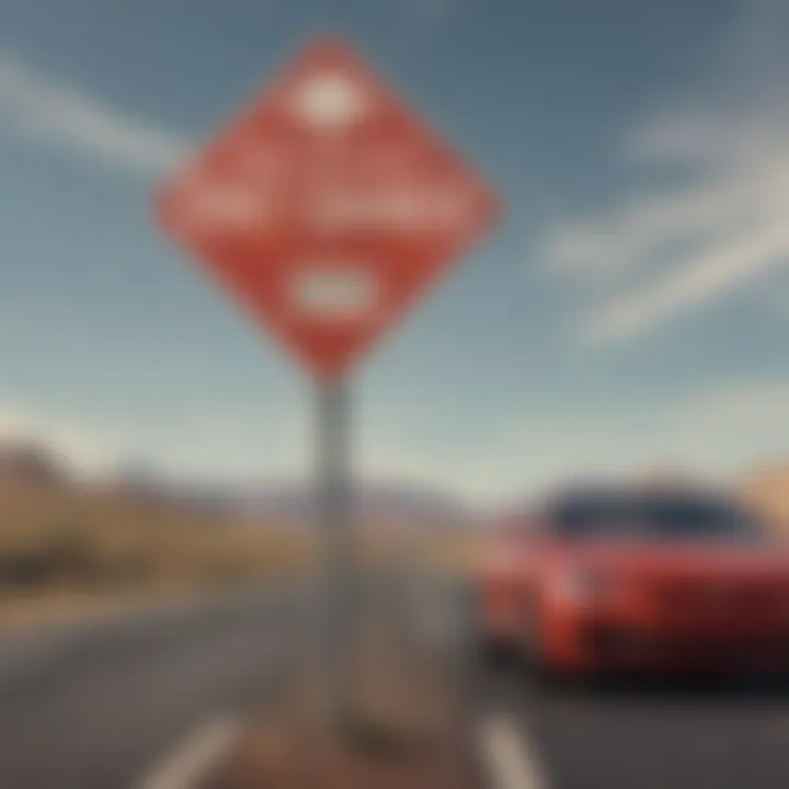 A conceptual image showing a crossroads sign with uninsured and insured drivers pointing in different directions.