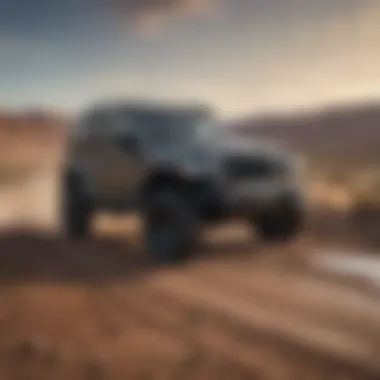 A Jeep hybrid parked at an off-road site, demonstrating its capabilities and performance.