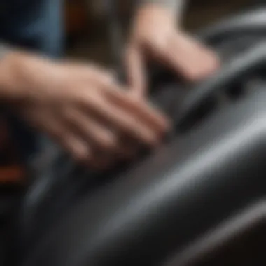 Expert Techniques in Katzkin Leather Repair Detailed shot of Katzkin leather repair techniques being applied to a car interior