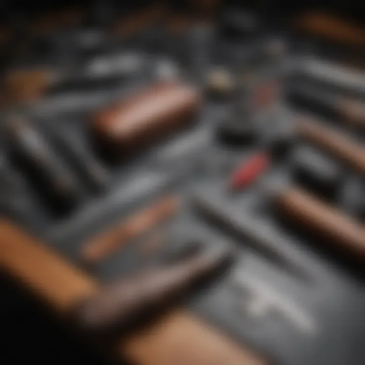 A selection of Katzkin leather repair tools and products neatly arranged on a workspace