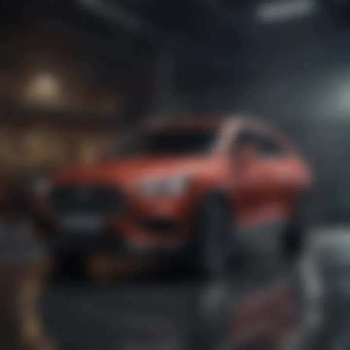 Advanced safety features in a luxury SUV demonstrated through infotainment system
