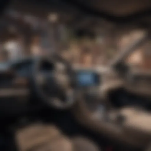 Luxurious SUV interior showcasing premium materials and advanced technology