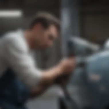 Maintaining Your Car Paint Spray Gun A technician performing maintenance on a car paint spray gun, focusing on cleaning.