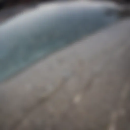 Close-up of a dented car roof