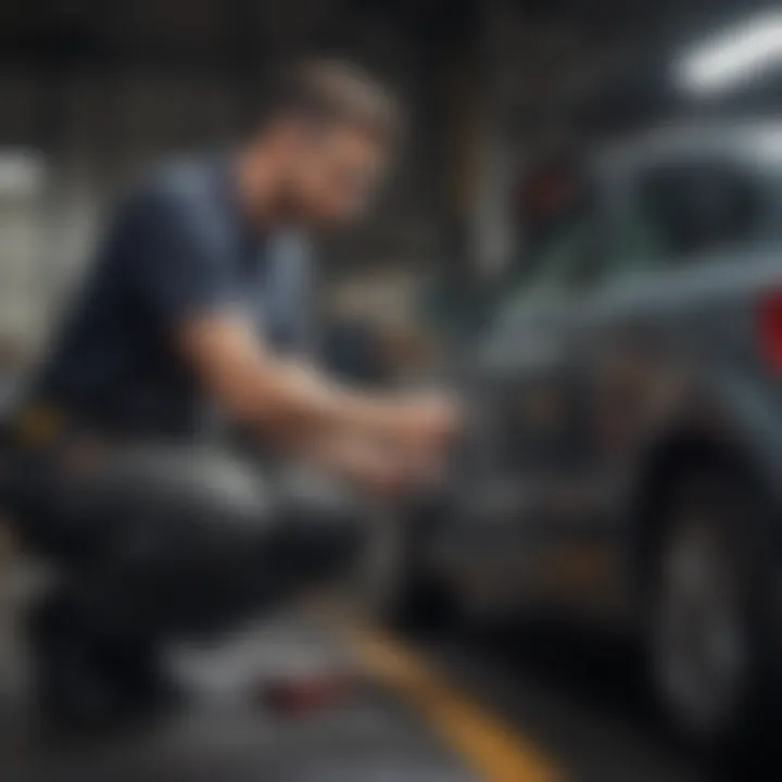 Owner inspecting vehicle maintenance checklist