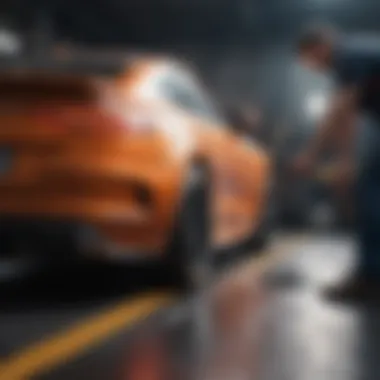 Expert Evaluation of Vehicle Damage Professional technician assessing car damage