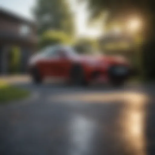 A well-maintained used car in a sunlit driveway