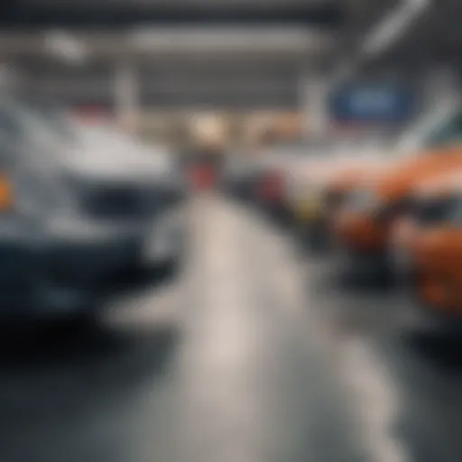 A selection of used cars parked in a dealership lot.