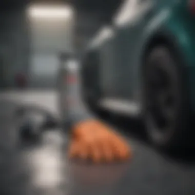 Essential Safety Gear for Automotive Painting Safety equipment such as gloves and goggles laid out next to a car paint spray gun.