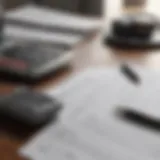 A calculator on a desk with car insurance documents
