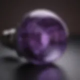 Close-up of a purple HID bulb showcasing its unique color and design.