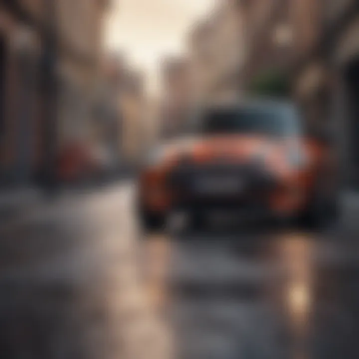 Modern Mini Cooper on an urban street