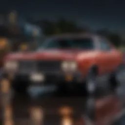 Vibrant underglow lights illuminating a custom vehicle at night