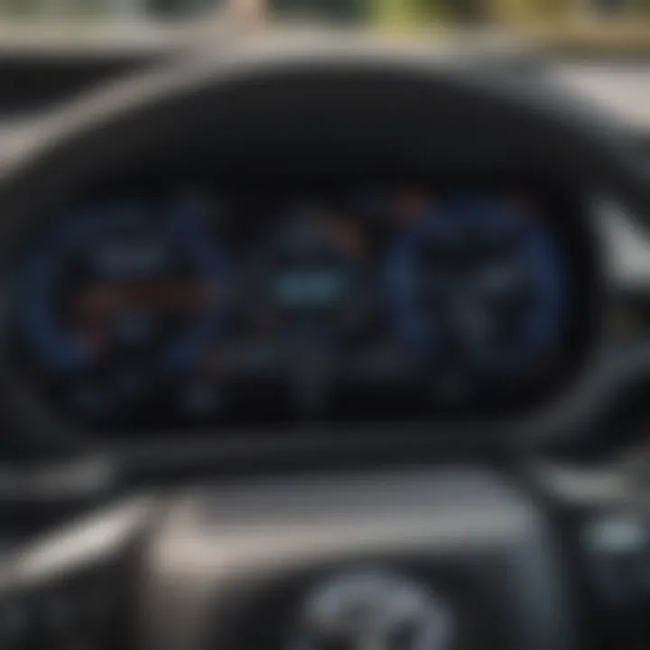 A close-up of a high-tech dashboard in a Toyota electric vehicle, demonstrating modern technology.