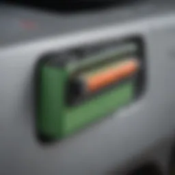 Close-up of a lithium-ion battery used in electric vehicles
