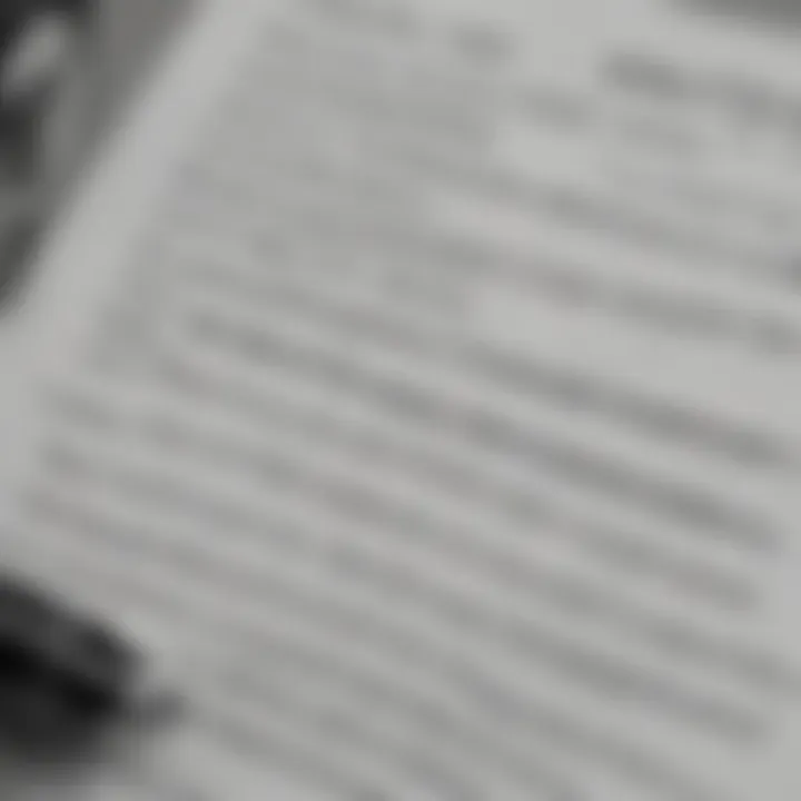A close-up of a car insurance policy document with a pen