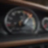 A close-up of a car's dashboard displaying financial information.