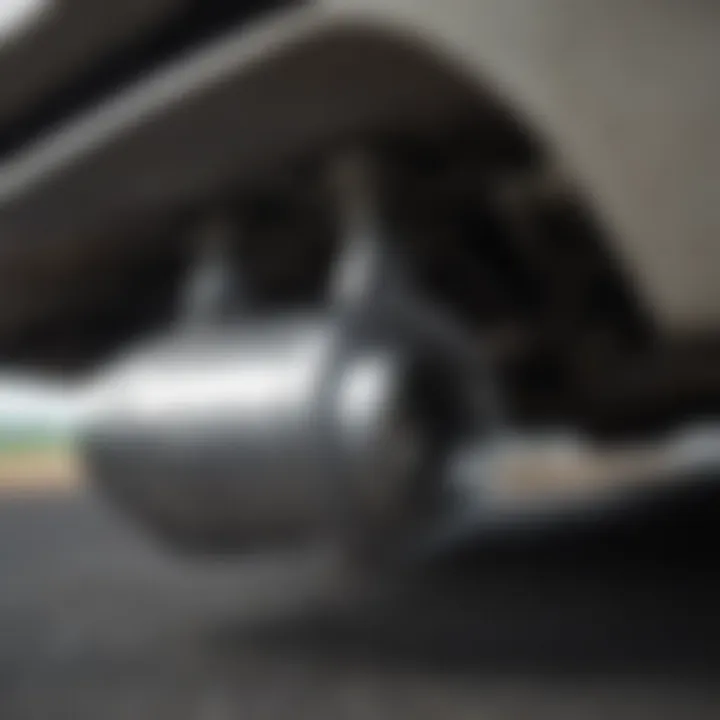 Close-up view of a catalytic converter in a Toyota Prius