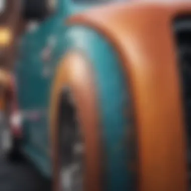 Detailed close-up of a truck wrap showcasing vibrant colors and textures