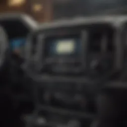 Interior view of a Ford truck showcasing the radio system