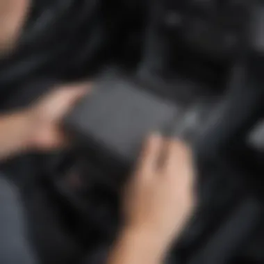 Illustration of the cabin air filter installation process in a Nissan Altima.