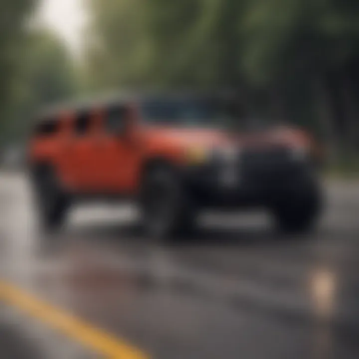 Real-world driving scenario featuring the Hummer EV on a highway