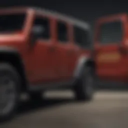Close-up view of Wrangler Unlimited half doors showcasing their sleek design