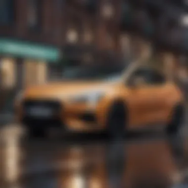 Urban Elegance of Hybrid Hatchbacks A sleek hybrid hatchback parked in an urban setting
