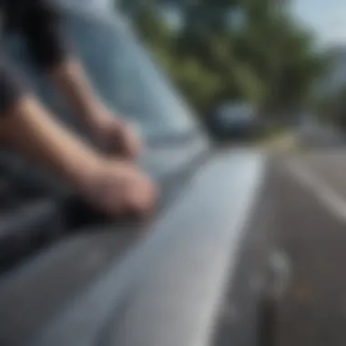 Illustration of wiper blade installation on a vehicle