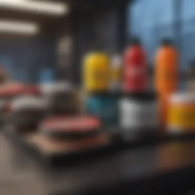 An array of different car wax products displayed on a table